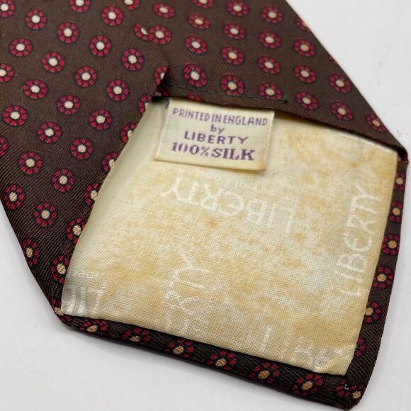 LIBERTY OF LONDON Men’s Vintage Silk Tie Floral Pattern Prjnted In England - Picture 5 of 6